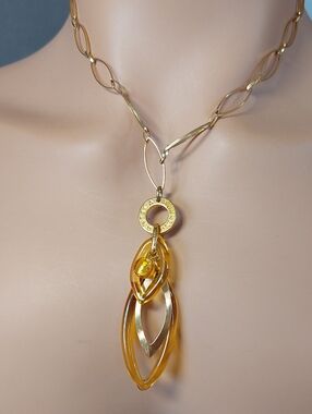 Antica Murrina Amber Murano Glass Gold Tone Necklace
